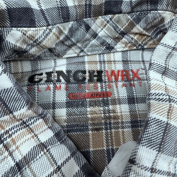 Cinch WRX Flame Resistant Button Shirt Men XXL Plaid Long Sleeve HRC-2 Workwear - Picture 7 of 8